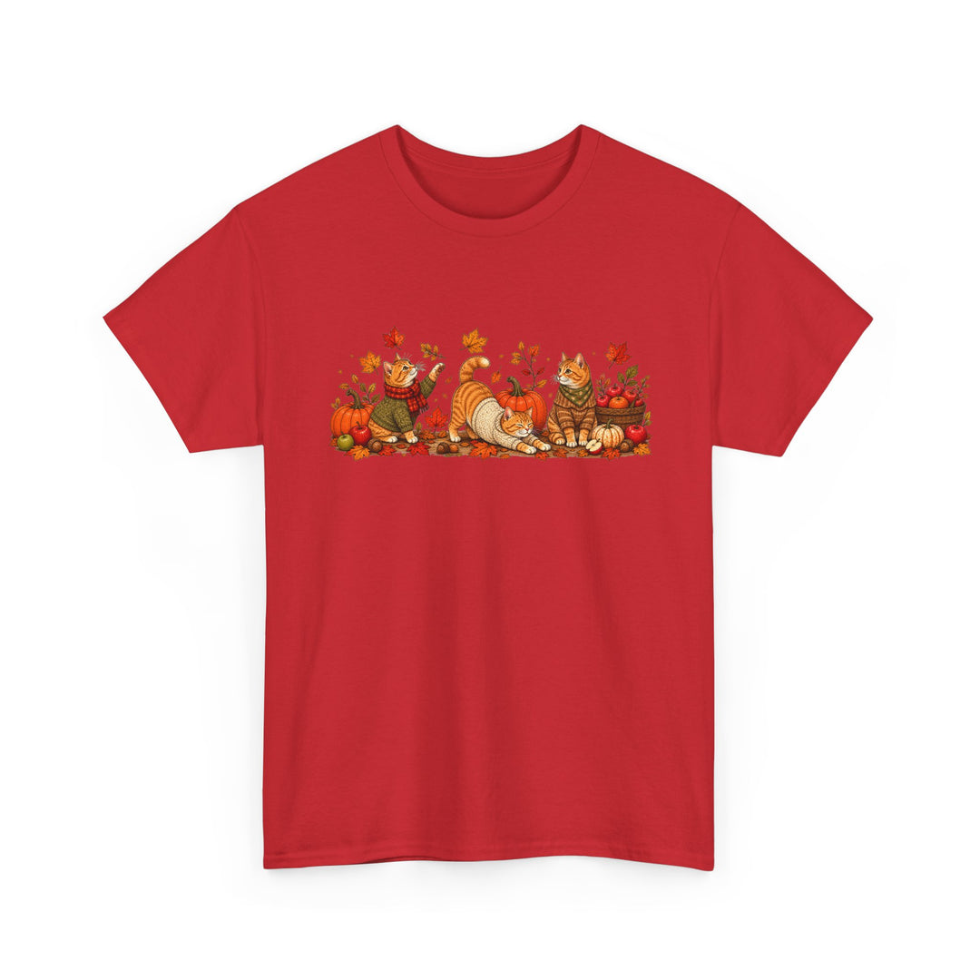 Autumn Cats & Pumpkins T-Shirt — Fall Leaves Thanksgiving Graphic Tee