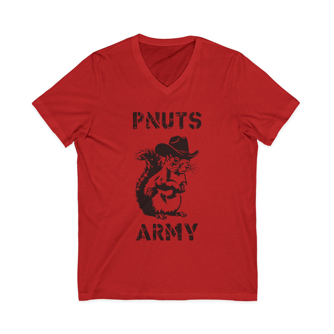 Peanuts Army V-Neck Tee — Vintage Cowboy Squirrel Graphic Shirt