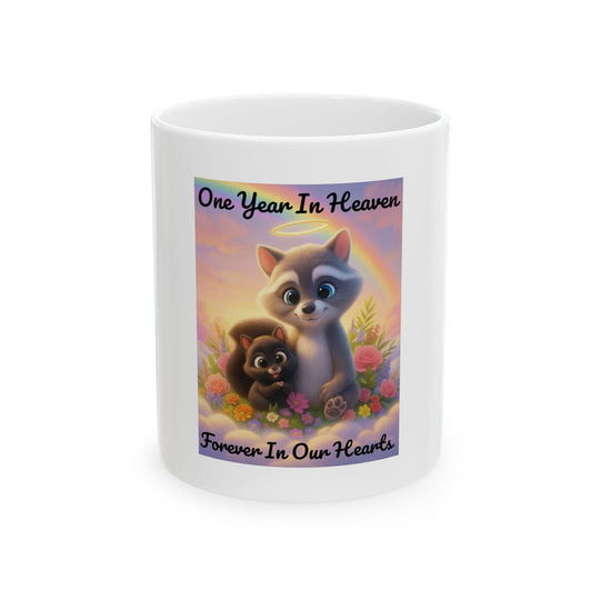P'Nnut & Fred Memorial Ceramic Mug: One Year In Heaven, Forever In Our Hearts