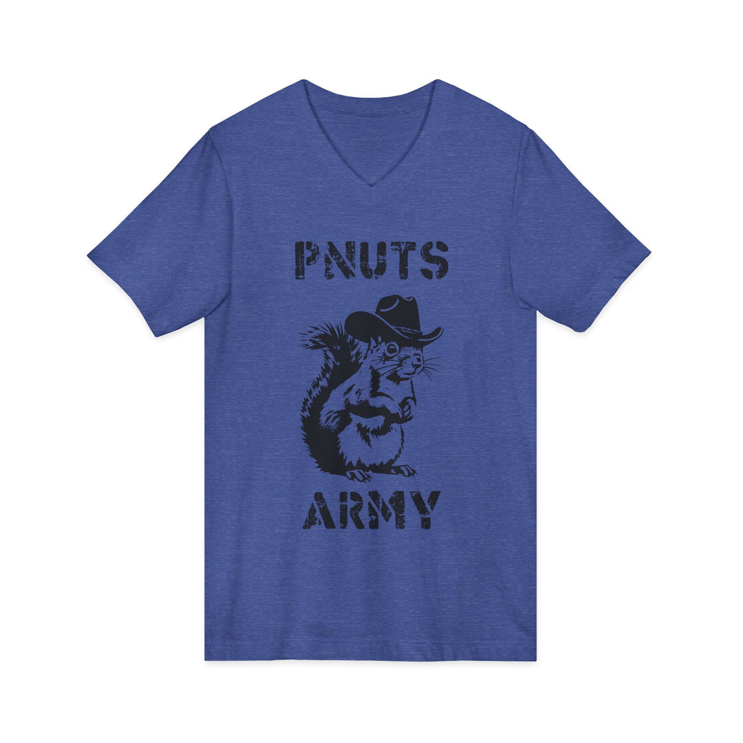 Peanuts Army V-Neck Tee — Vintage Cowboy Squirrel Graphic Shirt