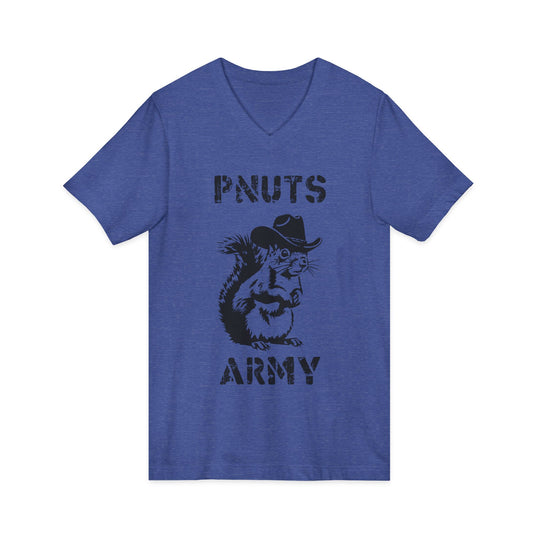 Peanuts Army V-Neck Tee — Vintage Cowboy Squirrel Graphic Shirt