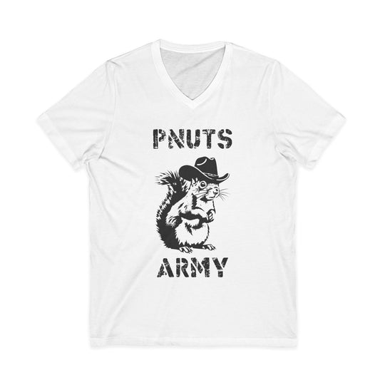 Peanuts Army V-Neck Tee — Vintage Cowboy Squirrel Graphic Shirt