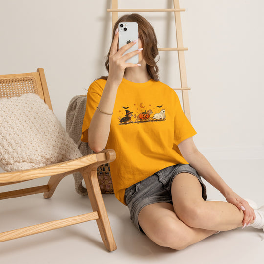 Halloween Costume Parade T-Shirt — Cute Witch, Pumpkin & Ghost Graphic Tee