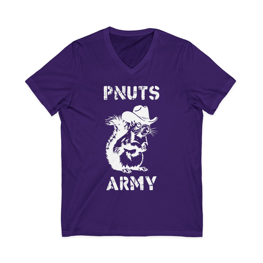Peanuts Army V-Neck Tee — Vintage Cowboy Squirrel Graphic Shirt