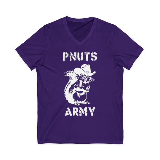 Peanuts Army V-Neck Tee — Vintage Cowboy Squirrel Graphic Shirt