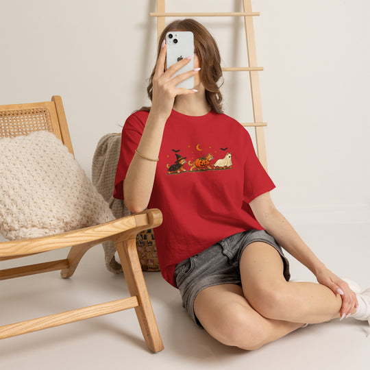 Halloween Costume Parade T-Shirt — Cute Witch, Pumpkin & Ghost Graphic Tee