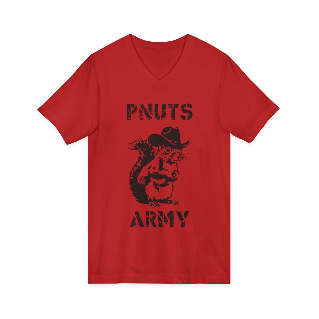 Peanuts Army V-Neck Tee — Vintage Cowboy Squirrel Graphic Shirt