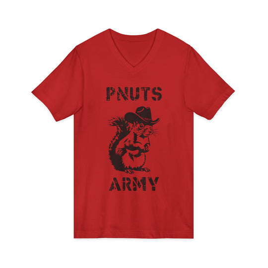Peanuts Army V-Neck Tee — Vintage Cowboy Squirrel Graphic Shirt