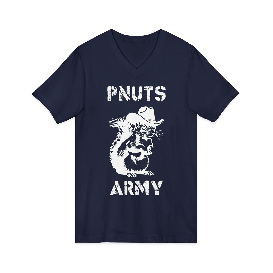 Peanuts Army V-Neck Tee — Vintage Cowboy Squirrel Graphic Shirt