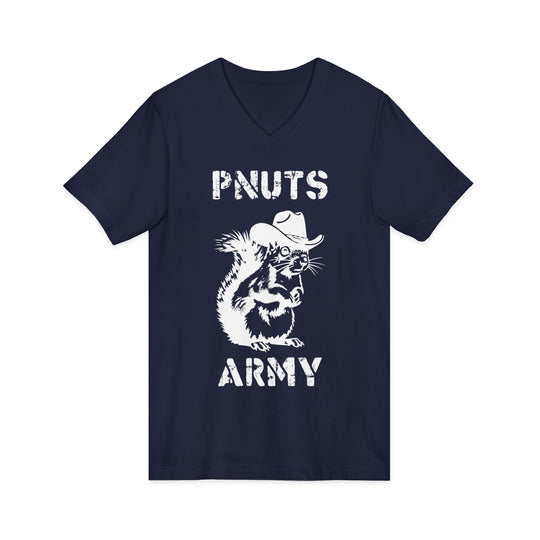 Peanuts Army V-Neck Tee — Vintage Cowboy Squirrel Graphic Shirt