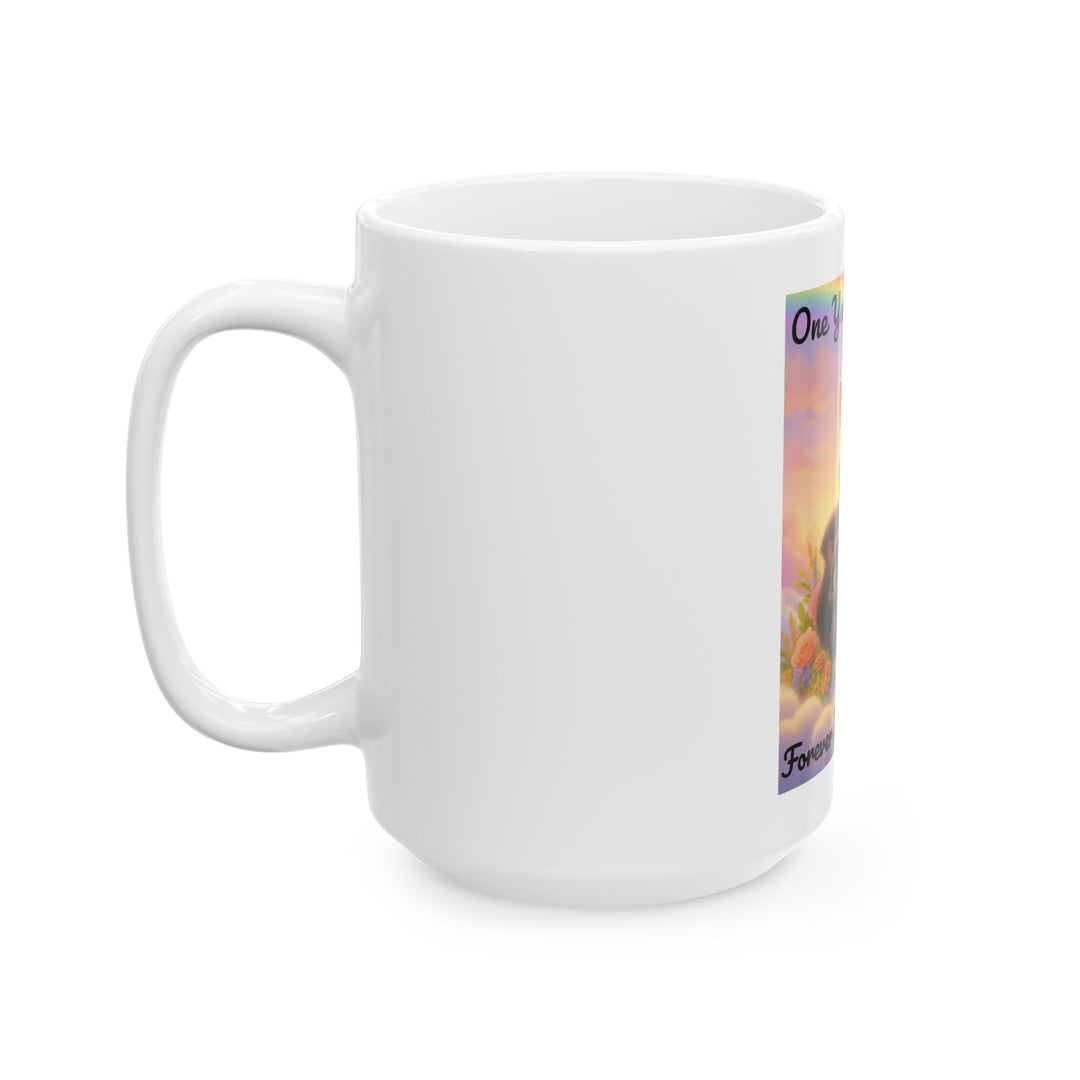P'Nnut & Fred Memorial Ceramic Mug: One Year In Heaven, Forever In Our Hearts