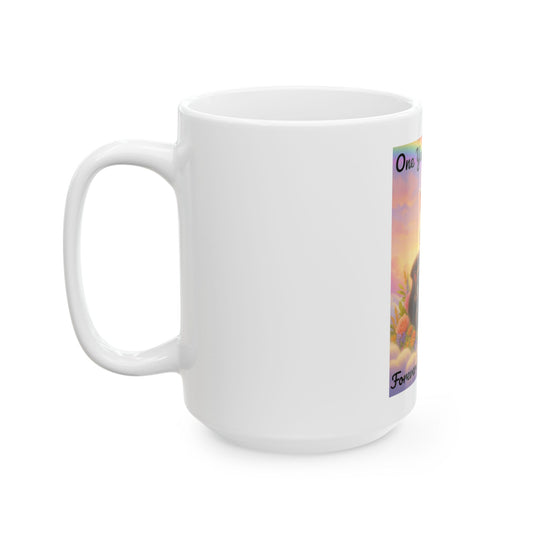 P'Nnut & Fred Memorial Ceramic Mug: One Year In Heaven, Forever In Our Hearts