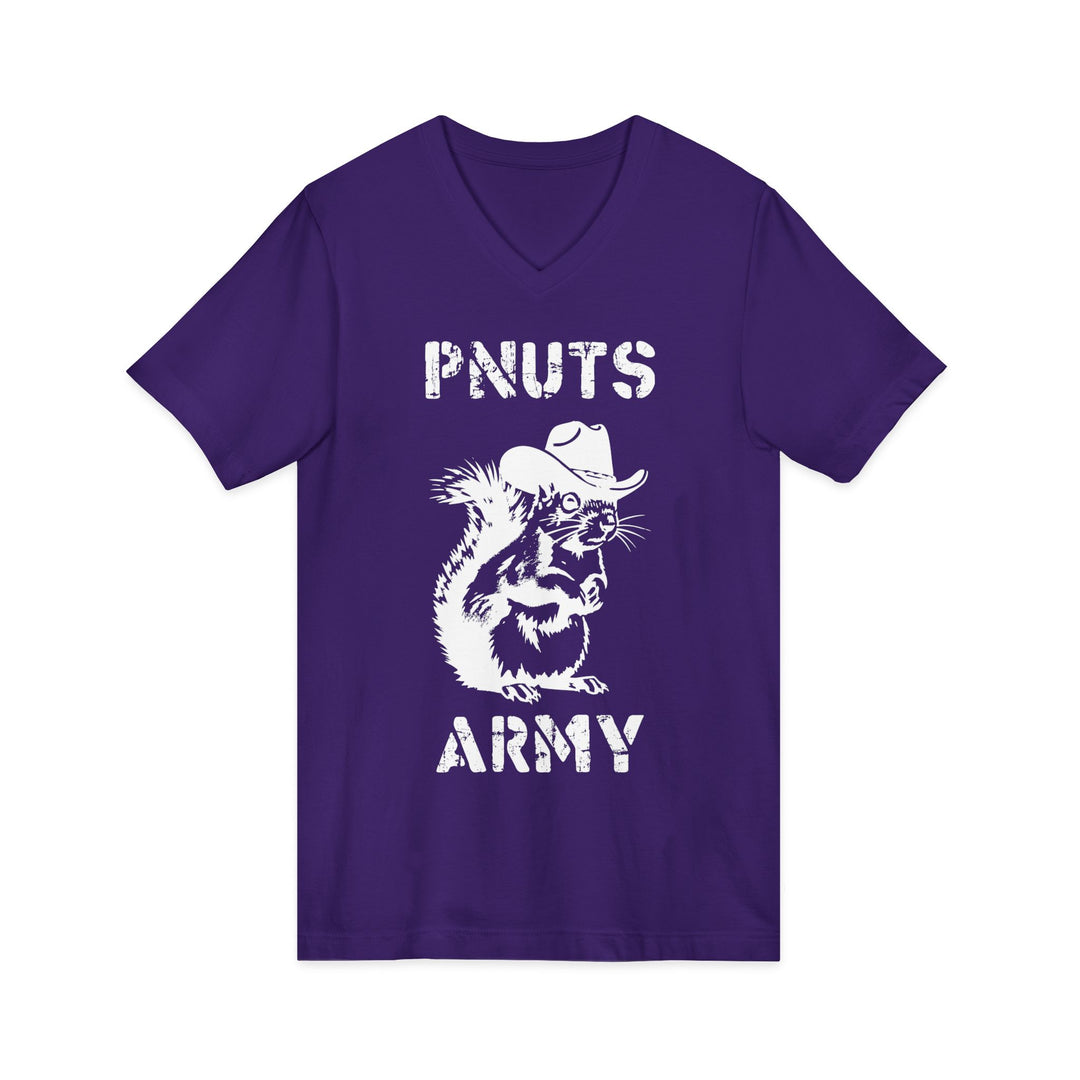 Peanuts Army V-Neck Tee — Vintage Cowboy Squirrel Graphic Shirt