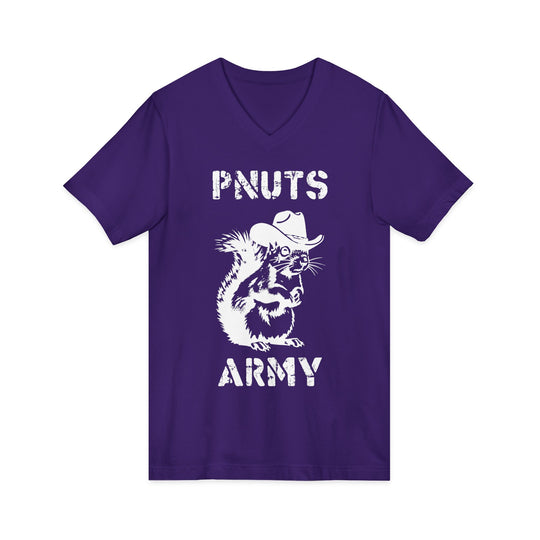 Peanuts Army V-Neck Tee — Vintage Cowboy Squirrel Graphic Shirt