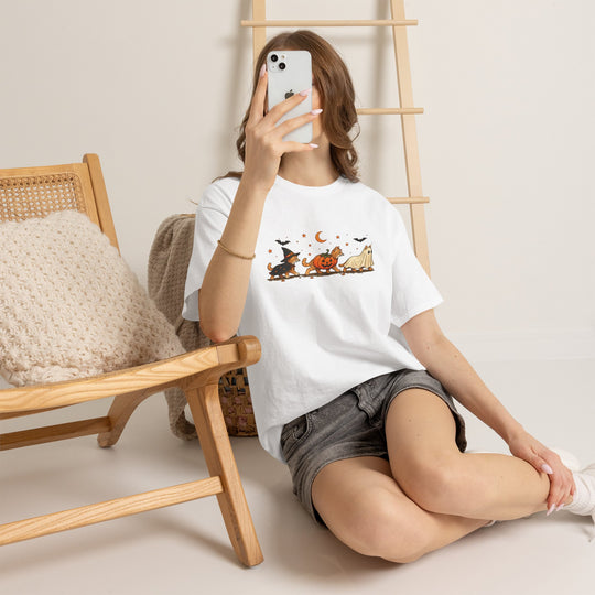 Halloween Costume Parade T-Shirt — Cute Witch, Pumpkin & Ghost Graphic Tee