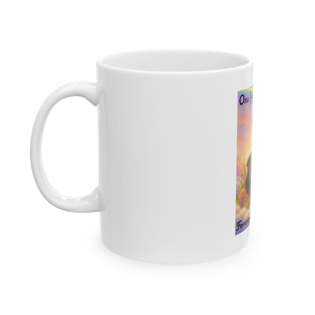 P'Nnut & Fred Memorial Ceramic Mug: One Year In Heaven, Forever In Our Hearts