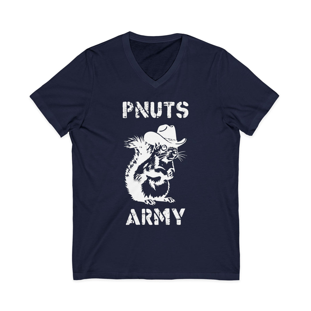 Peanuts Army V-Neck Tee — Vintage Cowboy Squirrel Graphic Shirt
