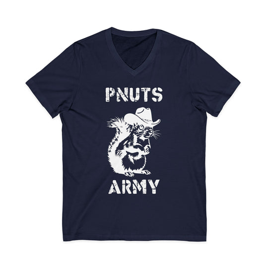 Peanuts Army V-Neck Tee — Vintage Cowboy Squirrel Graphic Shirt