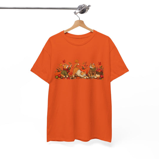 Autumn Cats & Pumpkins T-Shirt — Fall Leaves Thanksgiving Graphic Tee