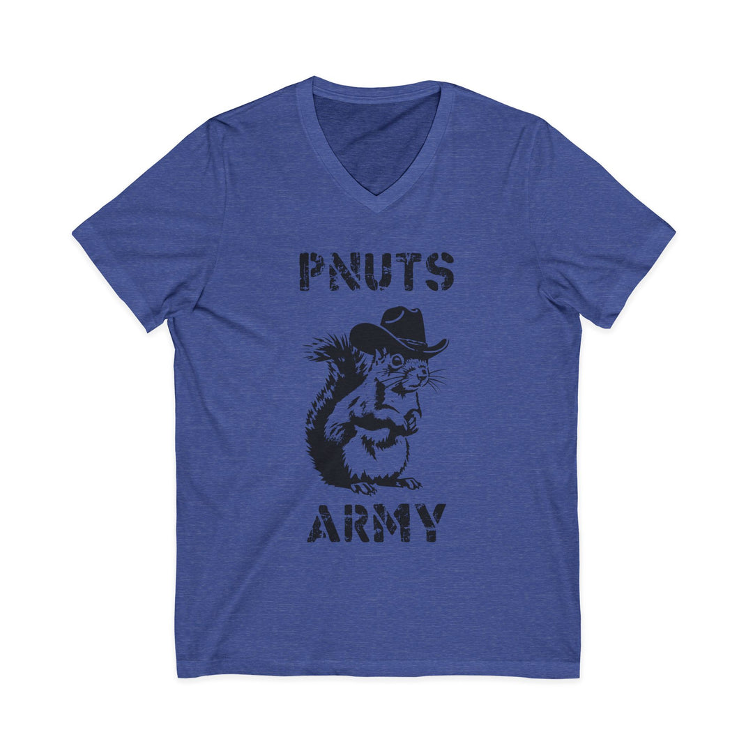 Peanuts Army V-Neck Tee — Vintage Cowboy Squirrel Graphic Shirt