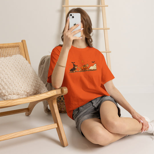 Halloween Costume Parade T-Shirt — Cute Witch, Pumpkin & Ghost Graphic Tee