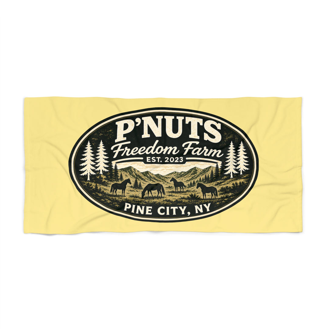 P'NUTS Freedom Farm Beach Towel – Pine City NY Vintage Farm Logo